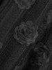 Gothic Plus Size Rose Flower Appliques Sheer Lace Trim PU Leather Waist Ruffles Asymmetrical Tank Dress -  