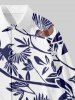 Plus Size Bird Branch Leaf Sea Two Tone Print Hawaii Button Shirt For Men -  