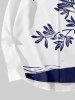 Plus Size Bird Branch Leaf Sea Two Tone Print Hawaii Button Shirt For Men -  