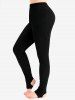 Plus Size Ribbed Solid Stirrup Skinny Leggings -  