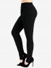 Plus Size Ribbed Solid Stirrup Skinny Leggings -  