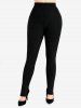 Plus Size Ribbed Solid Stirrup Skinny Leggings -  