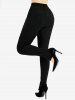 Plus Size Ribbed Solid Stirrup Skinny Leggings -  