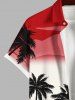 Plus Size Ombre Colorblock Coconut Tree Print Buttons Pocket Hawaii Shirt For Men -  