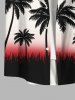 Plus Size Ombre Colorblock Coconut Tree Print Buttons Pocket Hawaii Shirt For Men -  
