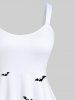 Plus Size Halloween Costume Pumpkin Bat Tree Castle Print Tank Dress -  
