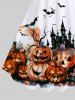Plus Size Halloween Costume Pumpkin Bat Tree Castle Print Tank Dress -  