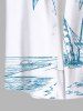 Plus Size Coconut Tree Seascape Hammock Print Buttons Pocket Hawaii Shirt For Men -  