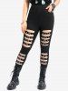 Gothic Cut Out Strap Buckle Grommet Pockets Solid Skinny Pants -  