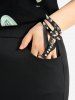 Gothic Cut Out Strap Buckle Grommet Pockets Solid Skinny Pants -  