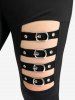 Gothic Cut Out Strap Buckle Grommet Pockets Solid Skinny Pants -  