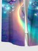 Plus Size Tree Galaxy Aurora Glitter 3D Print Buttons Pocket Hawaii Shirt For Men -  