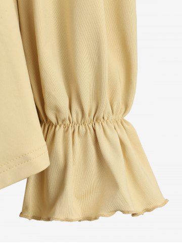 Plus Size Medieval Renaissance Ruched Ruffles Poet Sleeves Cold Shoulder Top With Bowknot Print Lace Up Corset Belt