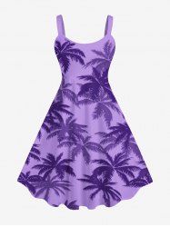 Plus Size Coconut Tree Print Hawaii Tank Dress -  