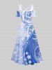 Curved Line Floral Ombre Plum Bossom Print Plus Size Matching Hawaii Beach Outfit For Couples -  