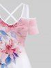 Ombre Floral Leaves Print Plus Size Matching Hawaii Beach Outfit For Couples -  