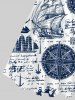 Navigation Sailboat Anchor Compass Newspaper Cruise Print Plus Size Matching Beach Outfit For Couples -  