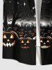 Costume D'Halloween Imprimé Arbre Lune et Citrouille Grande Taille pour Couples - Noir 