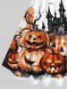Costume D'Halloween pour Couples en Forme de Château et Citrouille Grande Taille - Blanc 