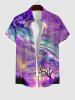 Tree Aurora Galaxy Glitter 3D Print Plus Size Matching Hawaii Beach Outfit For Couples -  