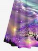 Tree Aurora Galaxy Glitter 3D Print Plus Size Matching Hawaii Beach Outfit For Couples -  