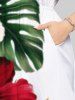 Robe Mi-Longue Fendue Fleur D'Hibiscus et Feuille Tropicale Imprimées de Grande Taille - Blanc L