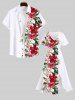 Robe Mi-Longue Fendue Fleur D'Hibiscus et Feuille Tropicale Imprimées de Grande Taille - Blanc L