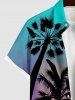 Plus Size Coconut Tree Ombre Sky Print Hawaii Button Pocket Shirt For Men -  