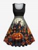 Halloween Costume Pumpkin Moon Bat Castle Print Plus Size Matching Outfit For Couples -  