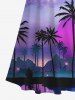 Plus Size Coconut Tree Sea Village Sun Ombre Sky Cloud Print Hawaii Crisscross A Line Maxi Dress -  