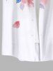 Plus Size Ombre Floral Leaves Print Hawaii Button Pocket Shirt For Men -  