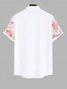 Plus Size Floral Mountain Print Hawaii Button Pocket Shirt For Men -  