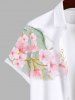 Plus Size Floral Mountain Print Hawaii Button Pocket Shirt For Men -  