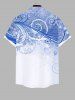 Plus Size Curved Line Floral Ombre Plum Bossom Print Hawaii Button Pocket Shirt For Men -  