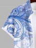 Plus Size Curved Line Floral Ombre Plum Bossom Print Hawaii Button Pocket Shirt For Men -  