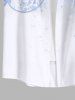 Plus Size Curved Line Floral Ombre Plum Bossom Print Hawaii Button Pocket Shirt For Men -  