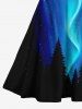 Tree Forest Glitter Aurora Light Beam Galaxy Print Ombre Pocket Maxi Dress -  