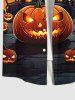 Plus Size Halloween Pumpkin Moon Bat Castle Print Buttons Pocket Shirt For Men -  