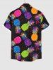 Plus Size Colorful Pineapple Paint Splatter Print Buttons Pocket Hawaii Shirt For Men -  