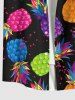 Plus Size Colorful Pineapple Paint Splatter Print Buttons Pocket Hawaii Shirt For Men -  