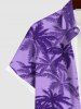 Plus Size Coconut Tree Print Buttons Pocket Hawaii Shirt For Men -  