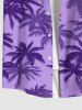 Plus Size Coconut Tree Print Buttons Pocket Hawaii Shirt For Men -  