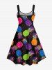 Plus Size Colorful Pineapple Paint Splatter Print Hawaii Tank Dress -  