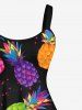 Plus Size Colorful Pineapple Paint Splatter Print Hawaii Tank Dress -  