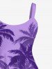 Plus Size Coconut Tree Print Hawaii Tank Dress -  