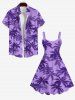 Plus Size Coconut Tree Print Hawaii Tank Dress -  