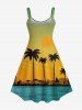 Plus Size Coconut Tree Seascape Sunshade Ombre Print Hawaii Tank Dress -  