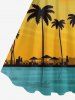 Plus Size Coconut Tree Seascape Sunshade Ombre Print Hawaii Tank Dress -  