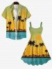 Plus Size Coconut Tree Seascape Sunshade Ombre Print Hawaii Tank Dress -  