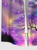 Plus Size Tree Aurora Galaxy Glitter 3D Print Buttons Pocket Hawaii Shirt For Men -  